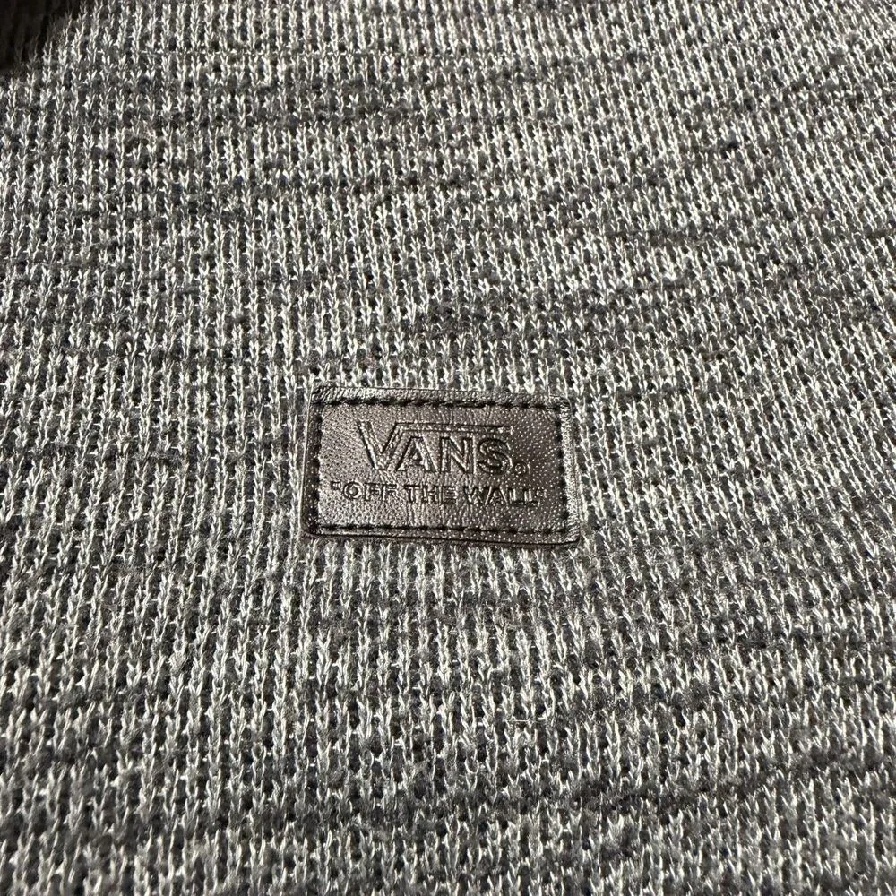 VANS Sweater Mens Medium Gray Hooded Henley Knit Long Sleeve Pullover Casual